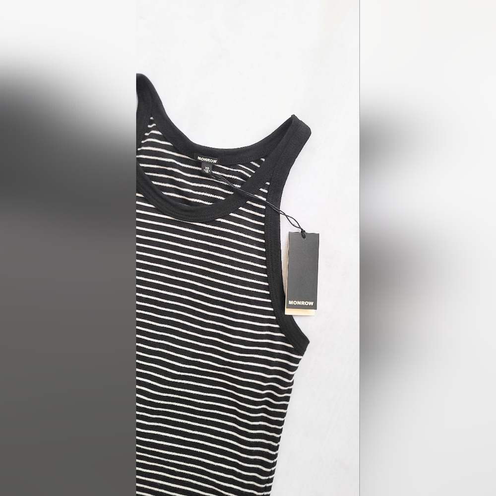 NWT! Cotton Striped Narrow Tank by Monrow Women's Size XS - Picture 6 of 10